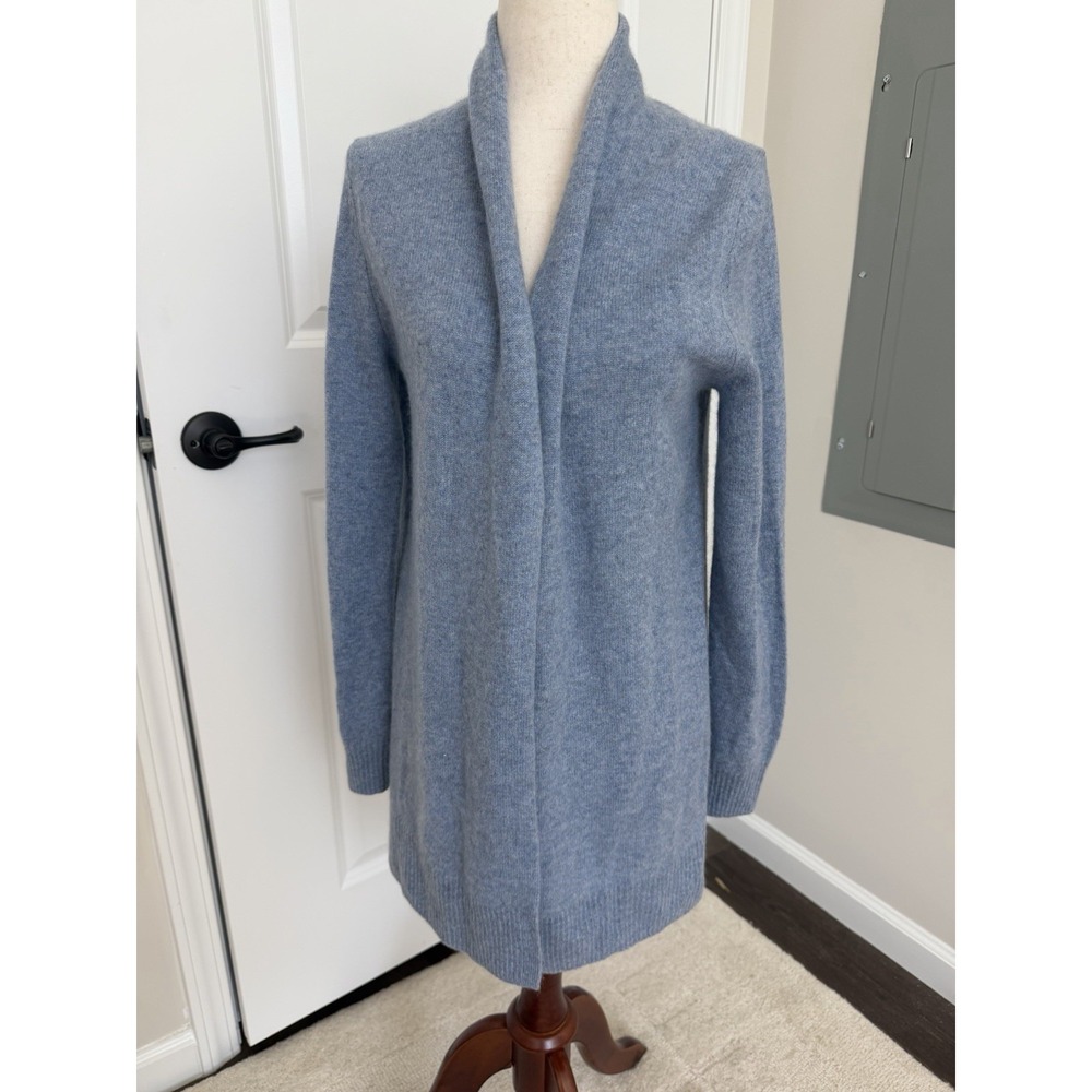 Saks Fifth Ave Open Front 100% Cashmere Cardigan Sweater Size XS Blue- New
